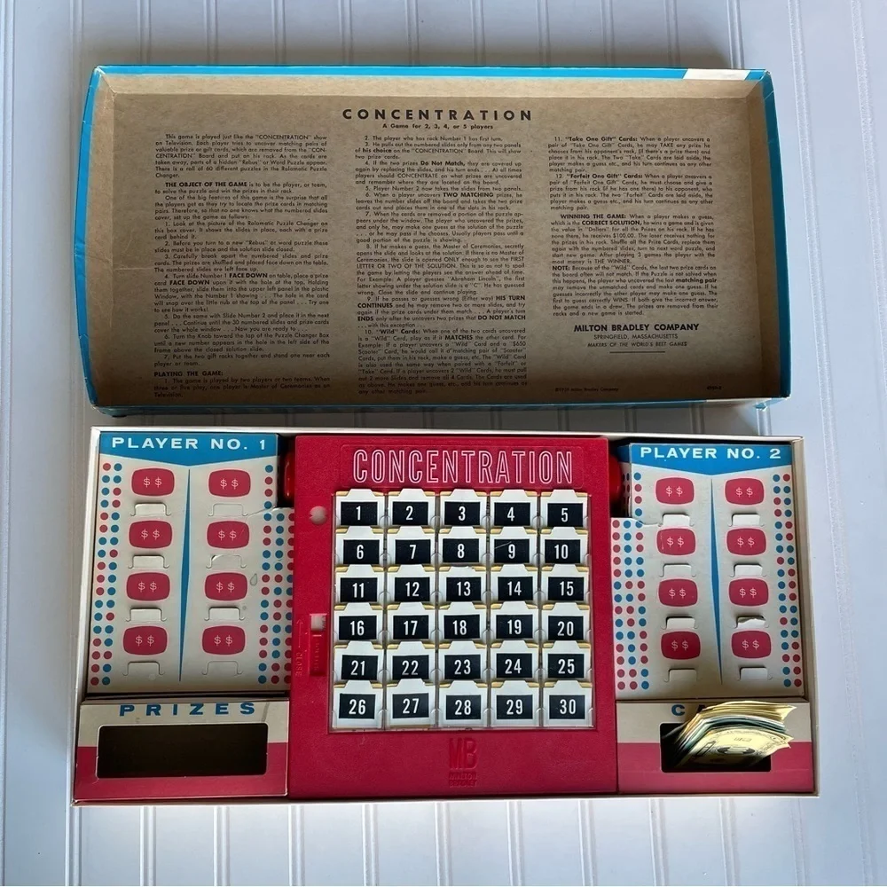 Milton Bradley CONCENTRATION Game with Rolomatic Puzzle Changer 1964 8th edition